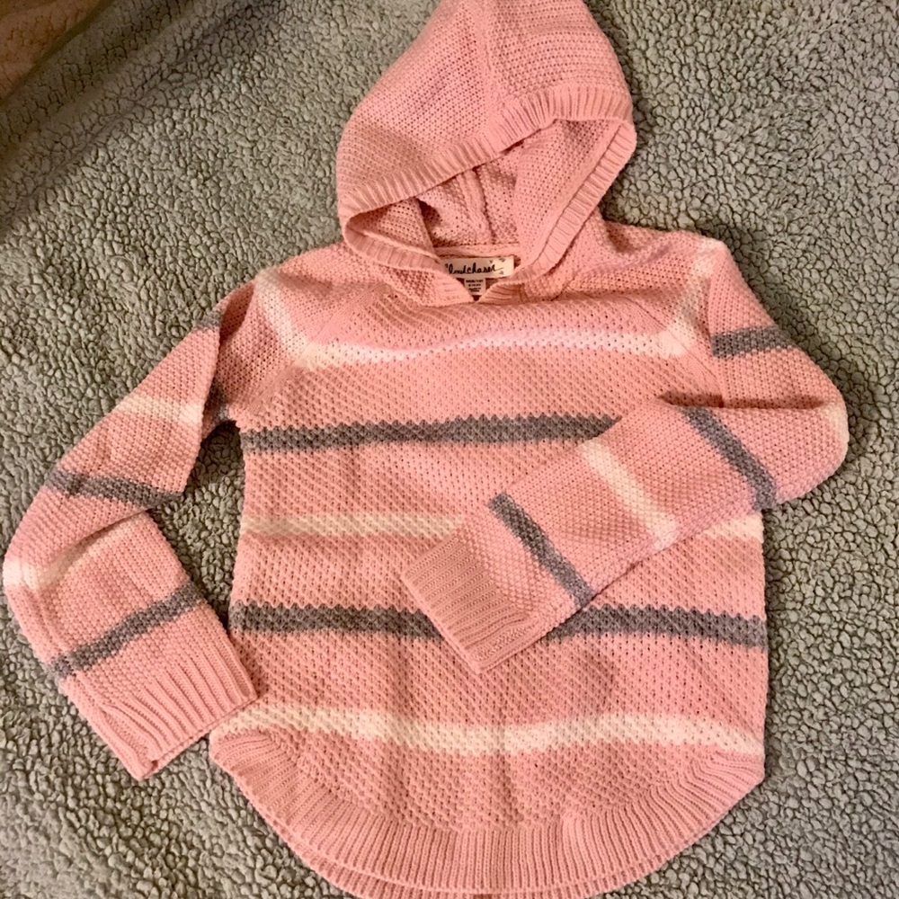 NWT Pink Knit Hooded Sweater, girls size M (8-10)